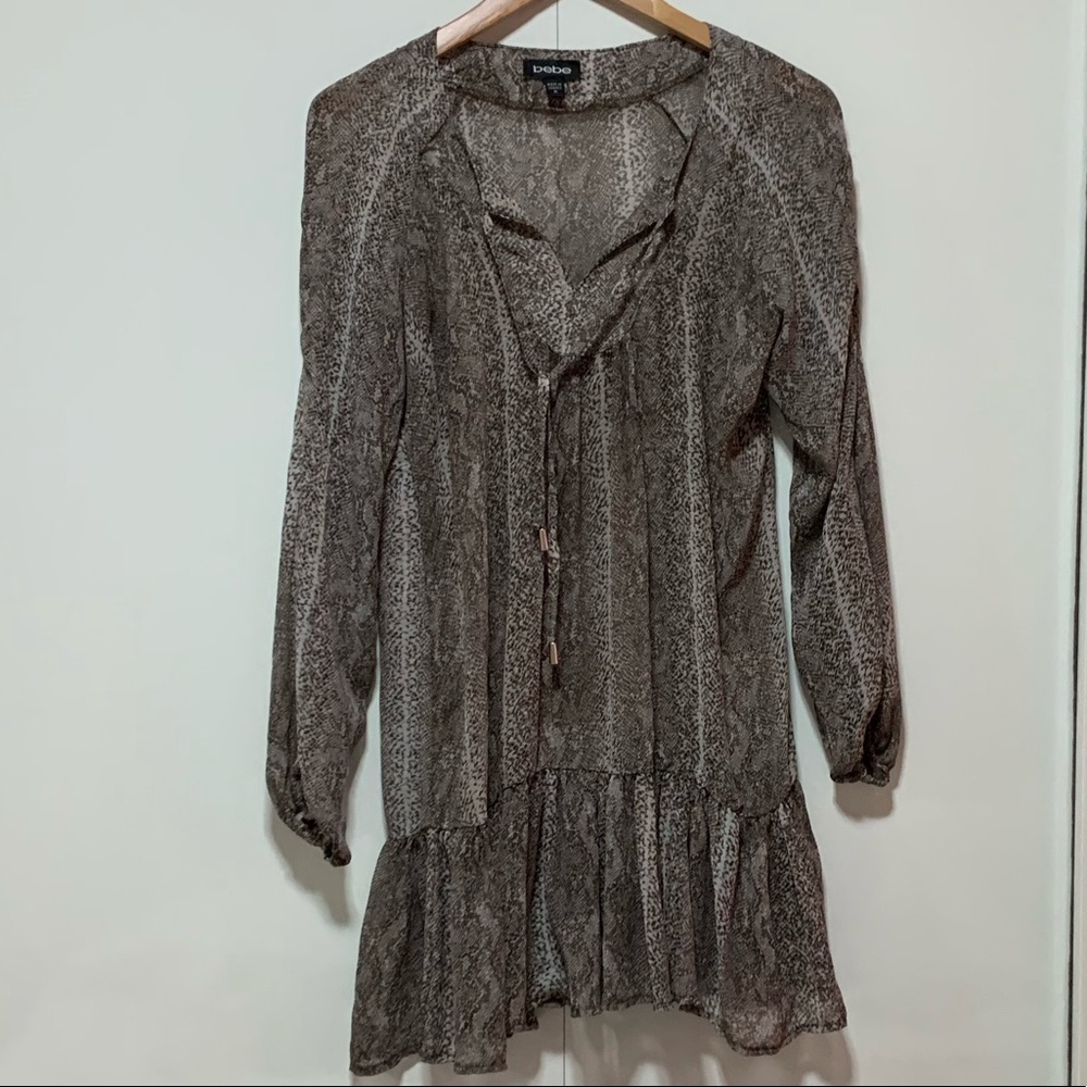 Sheer Bebe tunic dress in snakeskin look